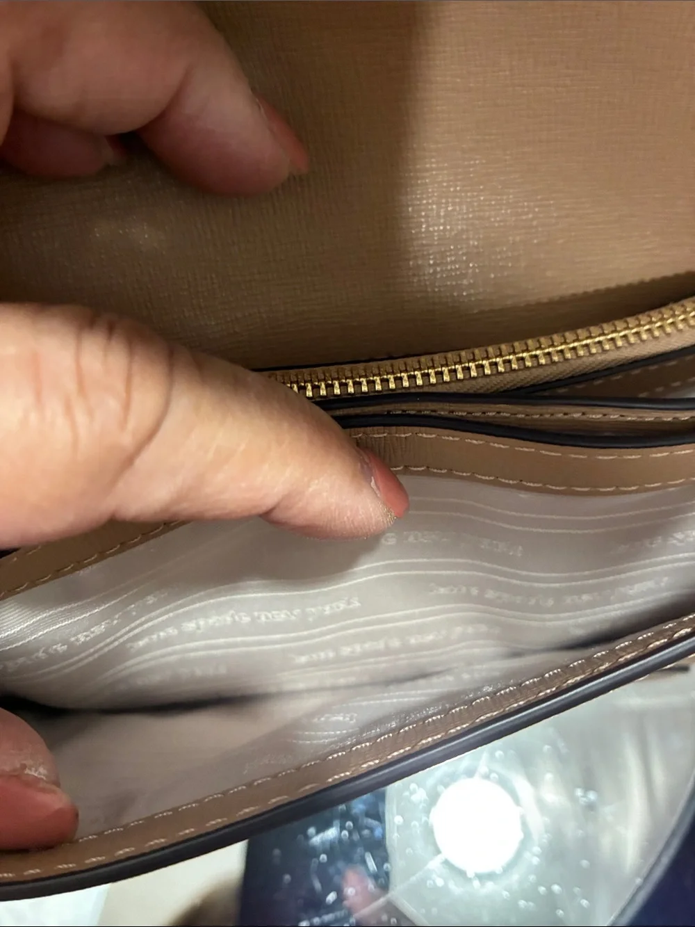 kate spade Taupe Crossbody with Black Trim and Gold Chain NWOT